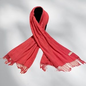 Coral Pashmina wrap/scarf with tassels. Like new condition.